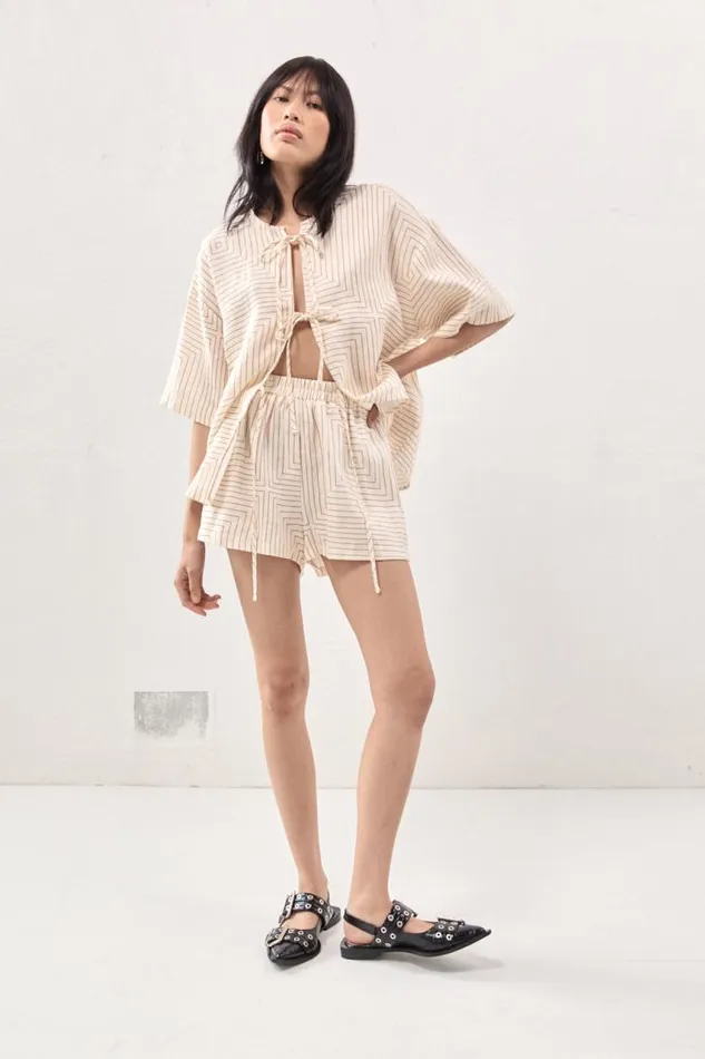 VRG GRL Naomi Linen Smock Top Juno Women Short Sleeve