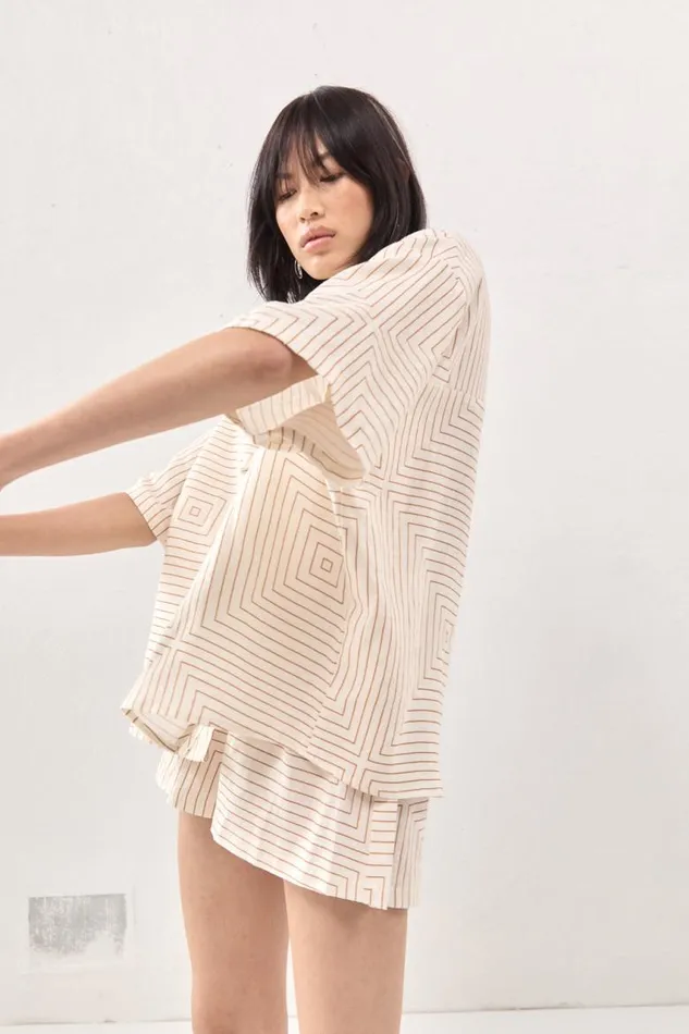 VRG GRL Naomi Linen Smock Top Juno Women Short Sleeve