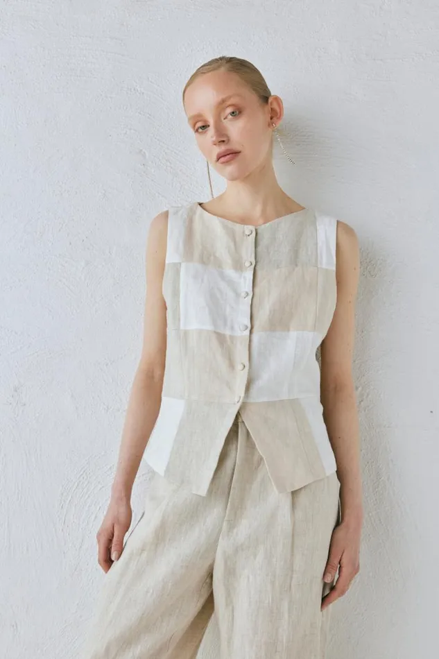 VRG GRL Rare Linen Vest Natural Women Vests