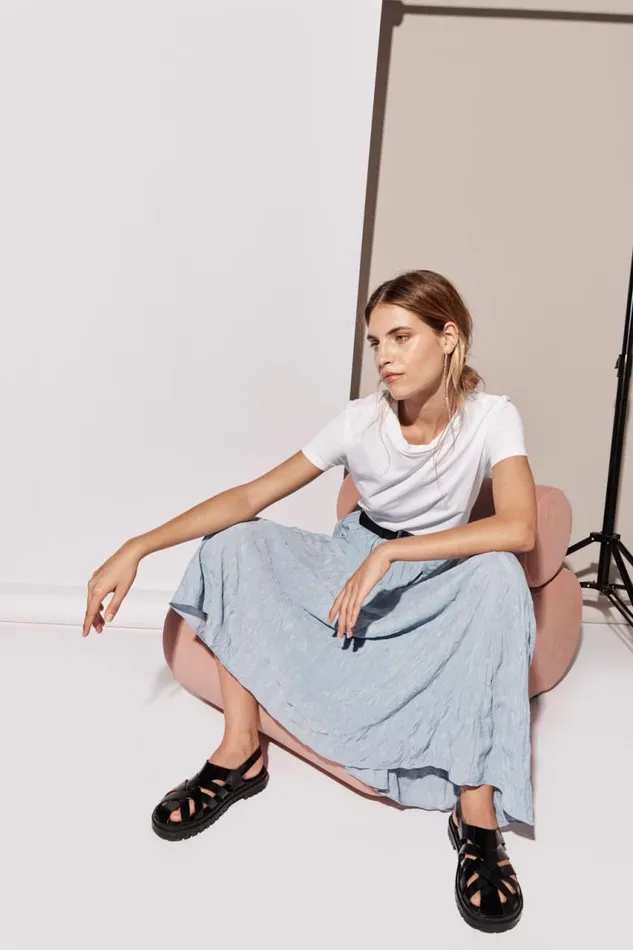 VRG GRL Solara Midi Skirt Sky Women Skirts