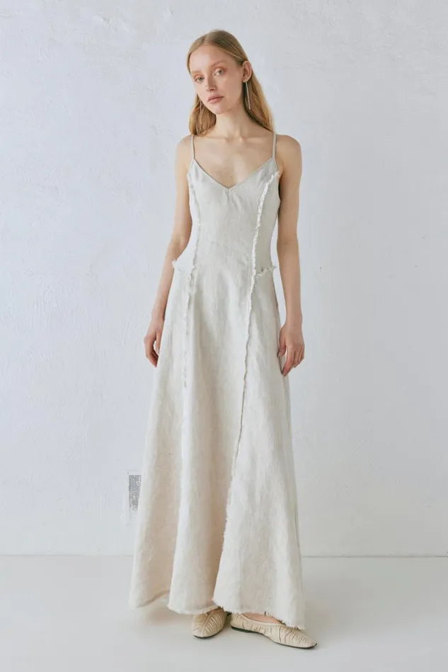 VRG GRL Thea Linen Maxi Dress Natural Women MidiMaxi Dresses