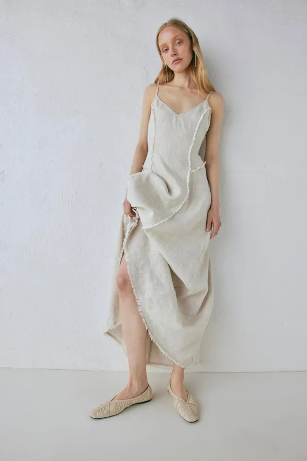 VRG GRL Thea Linen Maxi Dress Natural Women MidiMaxi Dresses
