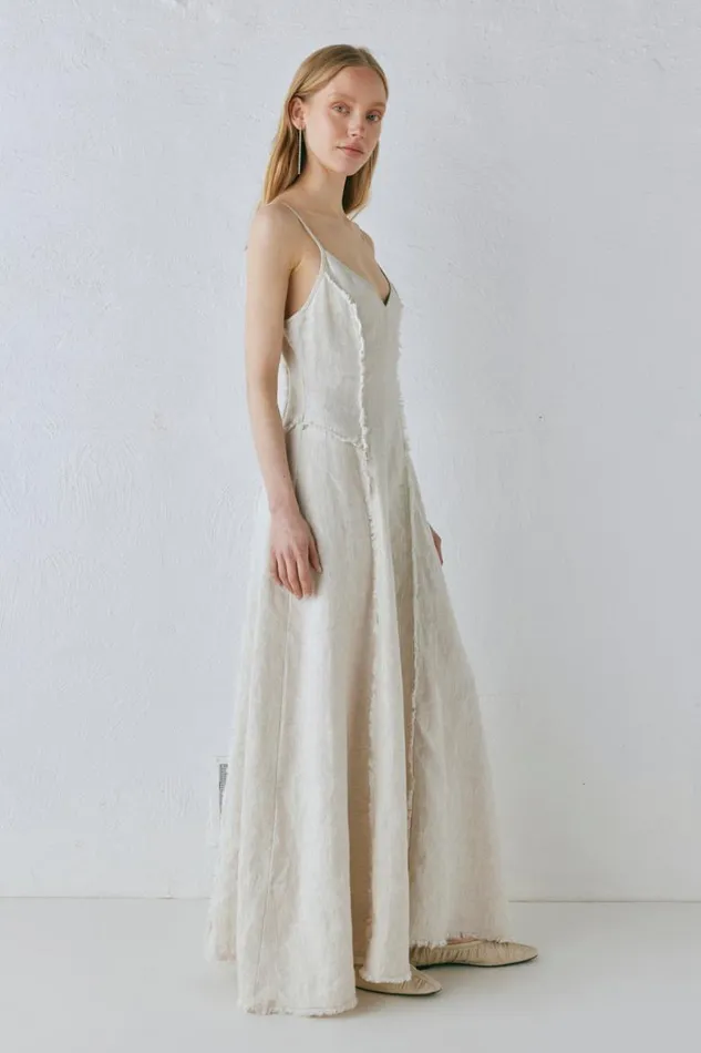 VRG GRL Thea Linen Maxi Dress Natural Women MidiMaxi Dresses