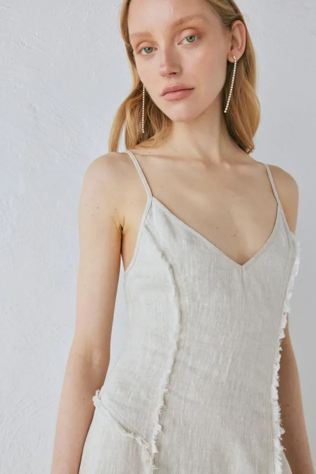 VRG GRL Thea Linen Maxi Dress Natural Women MidiMaxi Dresses