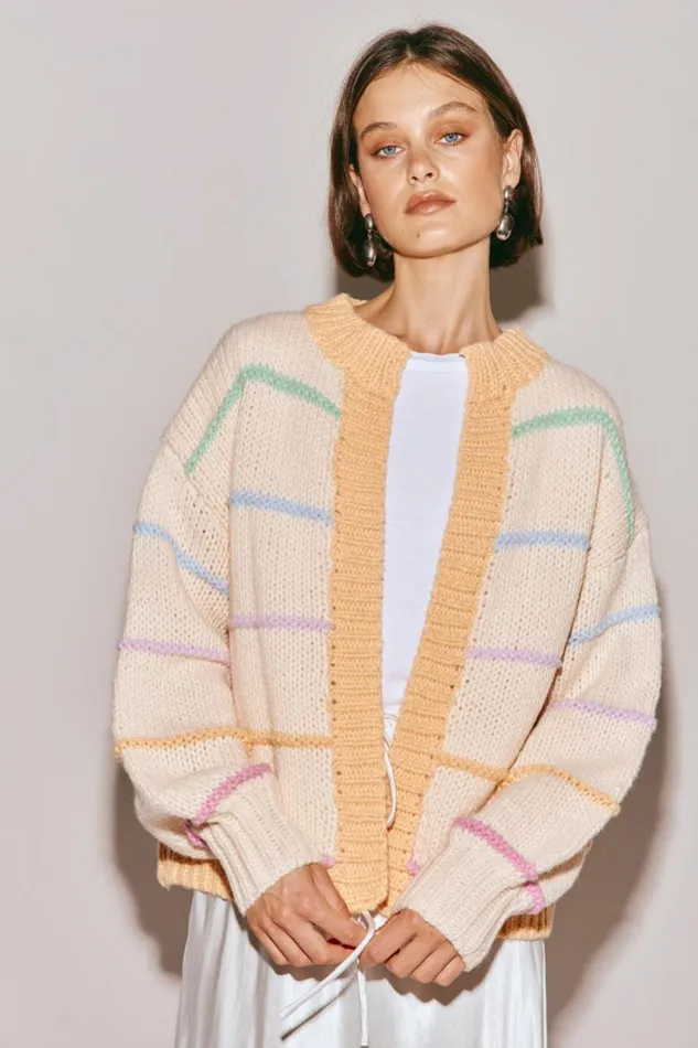 VRG GRL Vera Cardigan Apricot Women JumpersSweaters