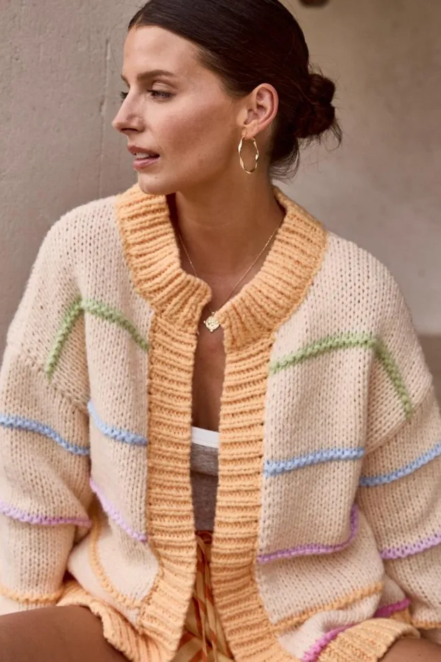 VRG GRL Vera Cardigan Apricot Women JumpersSweaters