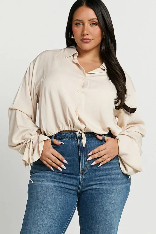 Wanda Shirt 8211 Button Up Shirt In Beige Women Showpo Curve Clothes