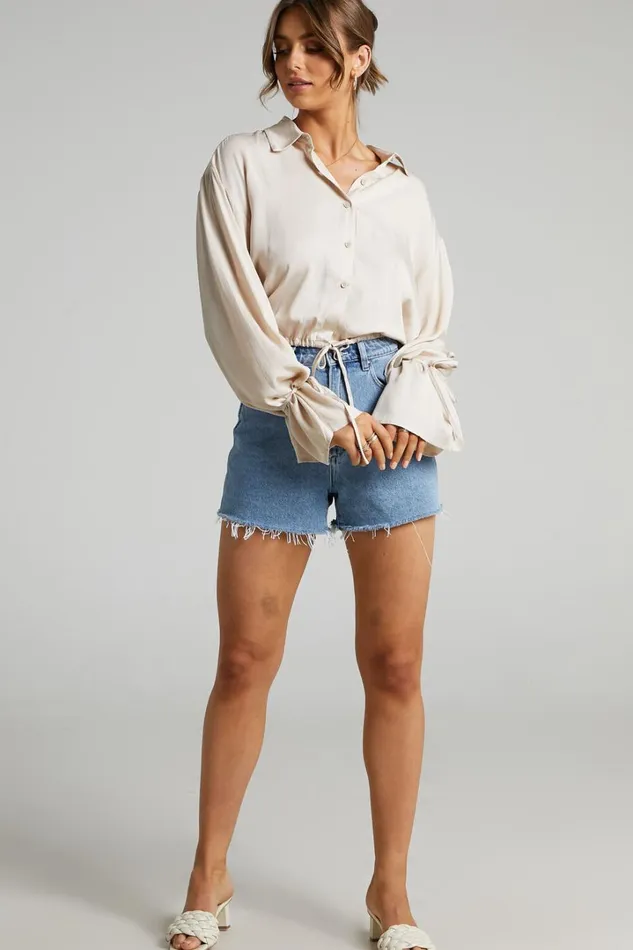 Wanda Shirt 8211 Button Up Shirt In Beige Women Showpo Curve Clothes