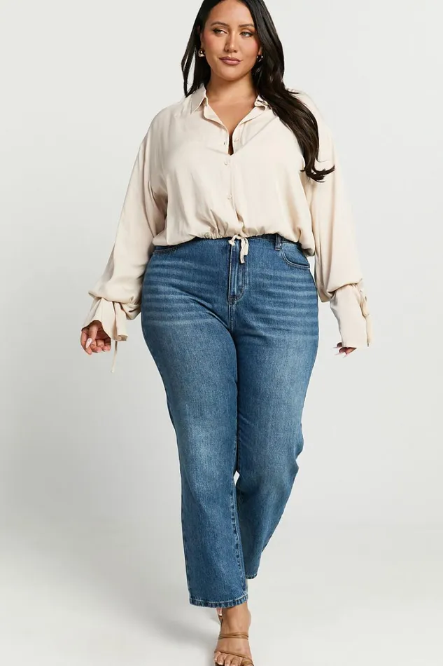 Wanda Shirt 8211 Button Up Shirt In Beige Women Showpo Curve Clothes
