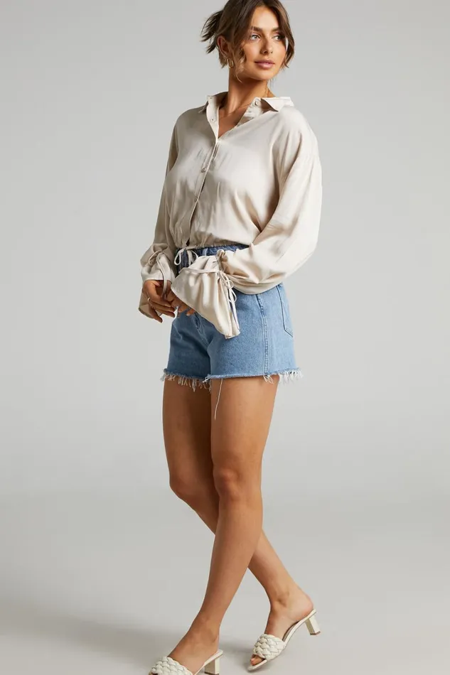 Wanda Shirt 8211 Button Up Shirt In Beige Women Showpo Curve Clothes