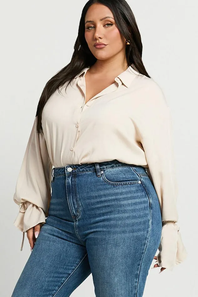 Wanda Shirt 8211 Button Up Shirt In Beige Women Showpo Curve Clothes