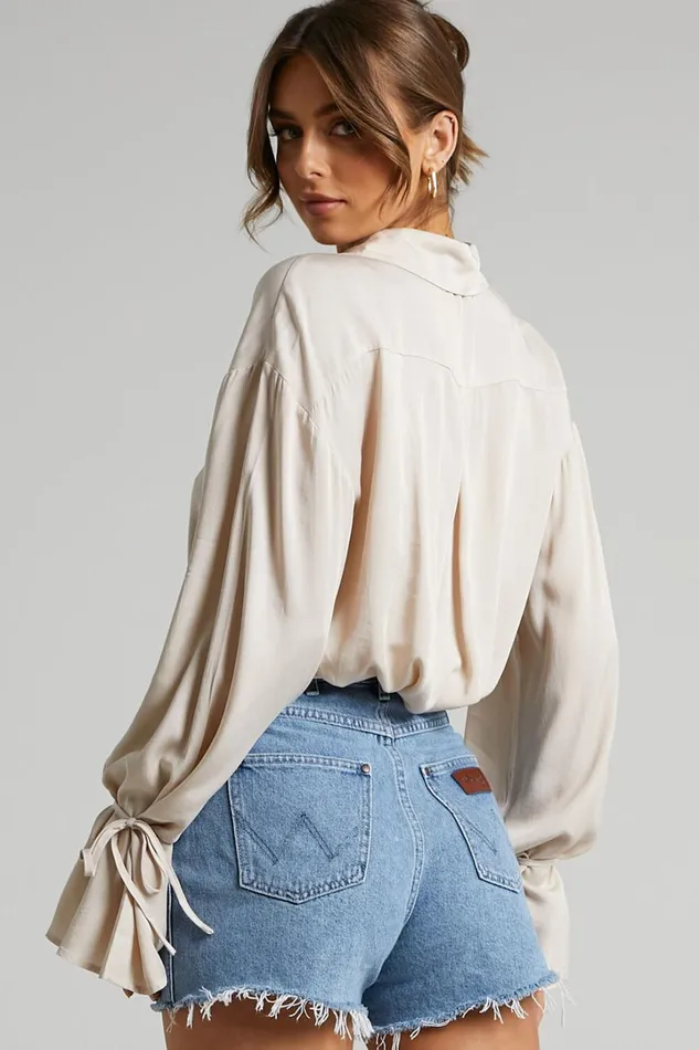 Wanda Shirt 8211 Button Up Shirt In Beige Women Showpo Curve Clothes