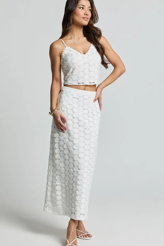 Wendy Top 8211 Broderie Lace Cami Crop Top In White Women Showpo Tops