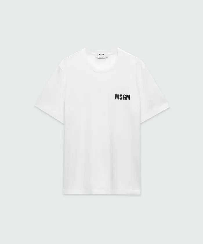 White Jersey TShirt With Impact Logo Men MSGM Tshirts