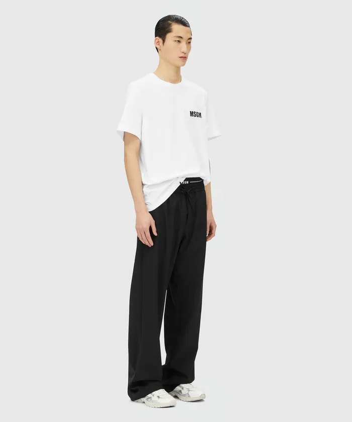 White Jersey TShirt With Impact Logo Men MSGM Tshirts
