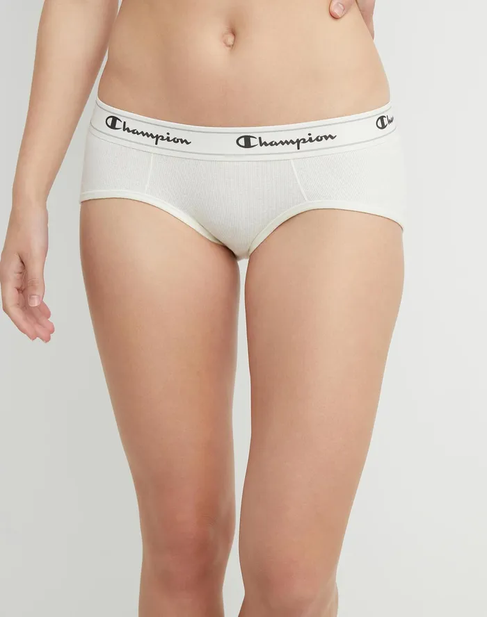 Women039S Heritage Hipsters Script Logo Chalk White Women Champion Underwear