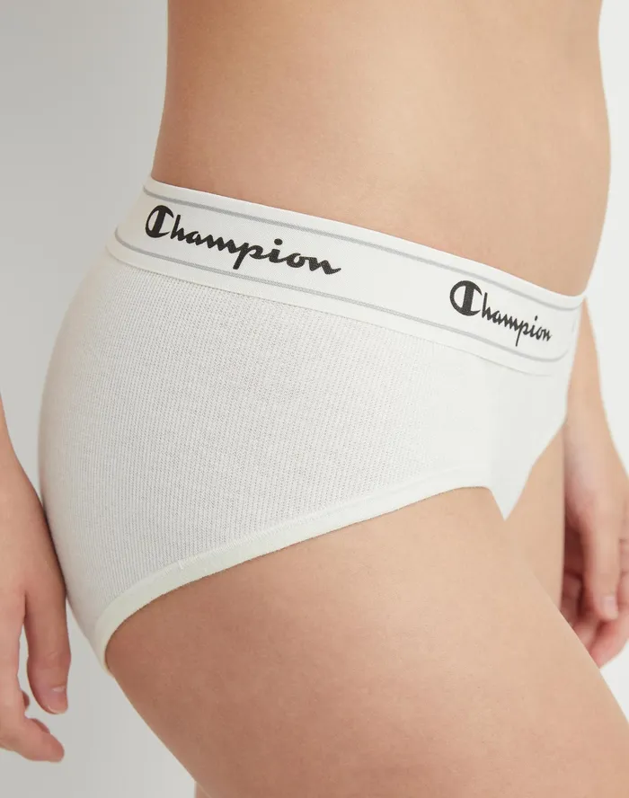 Women039S Heritage Hipsters Script Logo Chalk White Women Champion Underwear