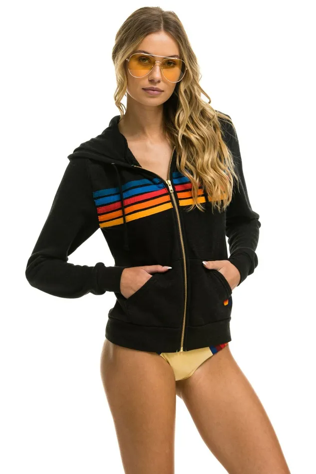 Women 5 STRIPE HOODIE 8211 BLACK 2 Aviator Nation Hoodies Women 5 STRIPE HOODIE 8211 BLACK 2 Aviator Nation Hoodies