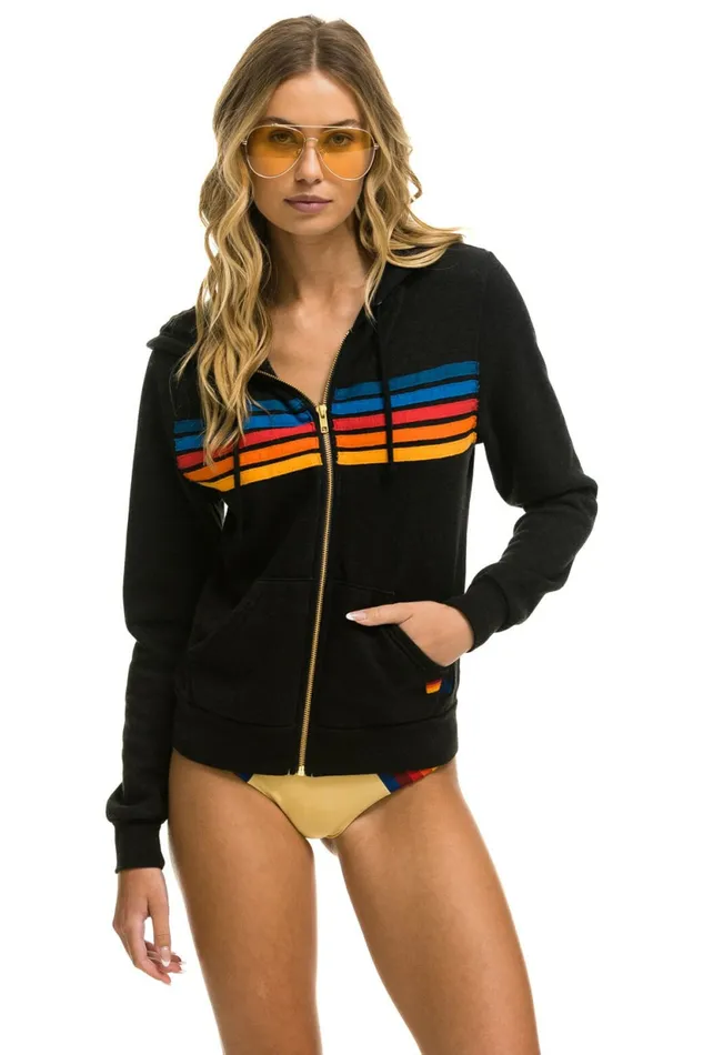 Women 5 STRIPE HOODIE 8211 BLACK 2 Aviator Nation Hoodies Women 5 STRIPE HOODIE 8211 BLACK 2 Aviator Nation Hoodies