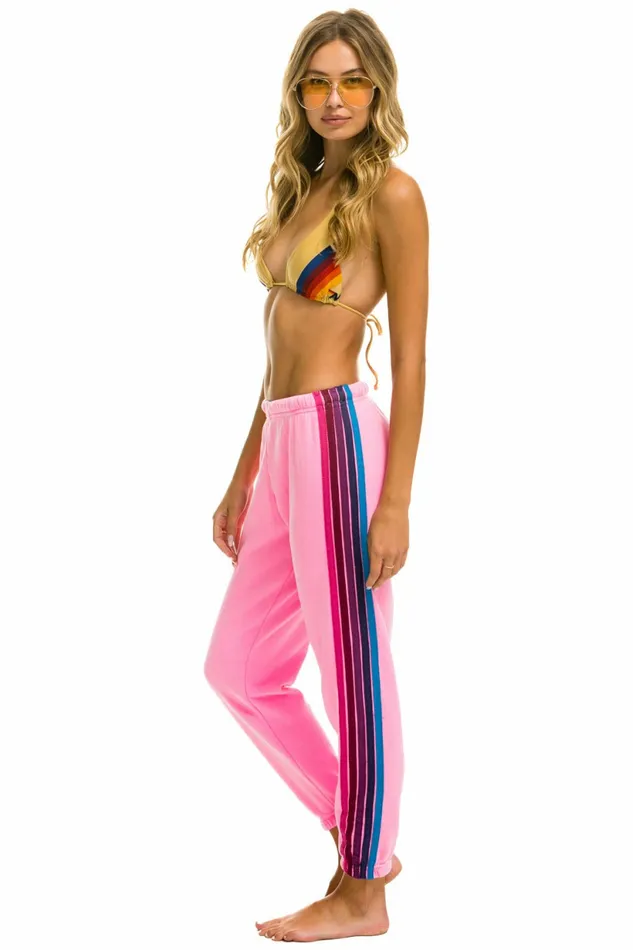 Women 5 STRIPE SWEATPANTS 8211 NEON PINK PINK PURPLE Aviator Nation Sweatpants