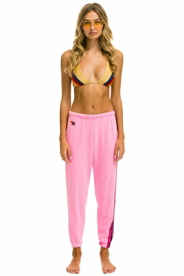 Women 5 STRIPE SWEATPANTS 8211 NEON PINK PINK PURPLE Aviator Nation Sweatpants Women 5 STRIPE SWEATPANTS 8211 NEON PINK PINK PURPLE Aviator Nation Sweatpants
