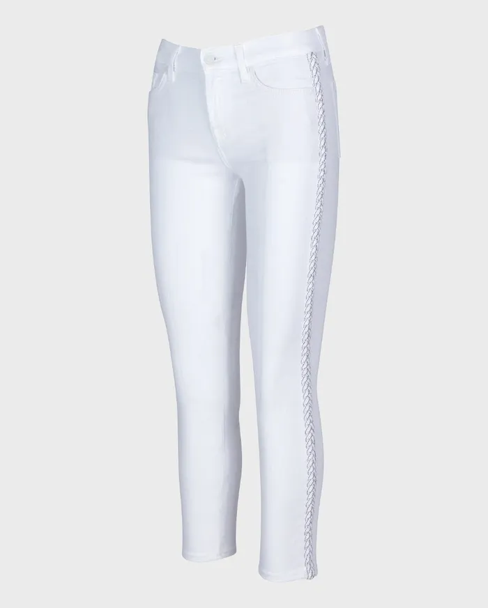 Women 7 For All Mankind Ankle Ankle Skinny With Braided Seams In Clean White