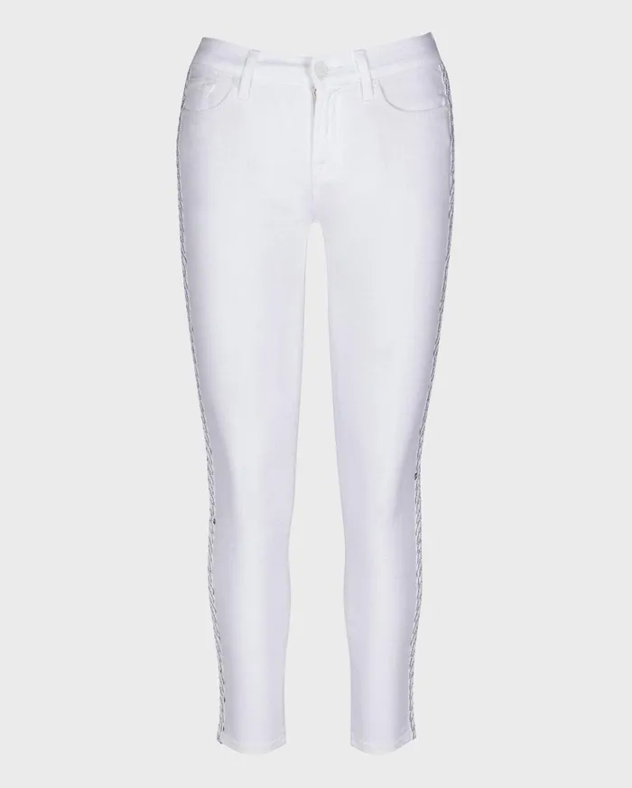 Women 7 For All Mankind Ankle Ankle Skinny With Braided Seams In Clean White