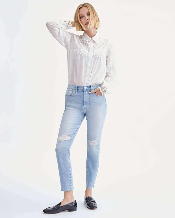 Women 7 For All Mankind Ankle High Waist Ankle Skinny With Knee Slits In Beverly Boulevard