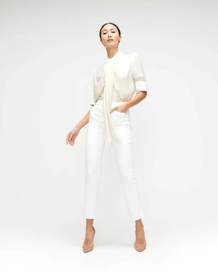 Women 7 For All Mankind Ankle Slim Illusion High Waist Slim Kick In Luxe White