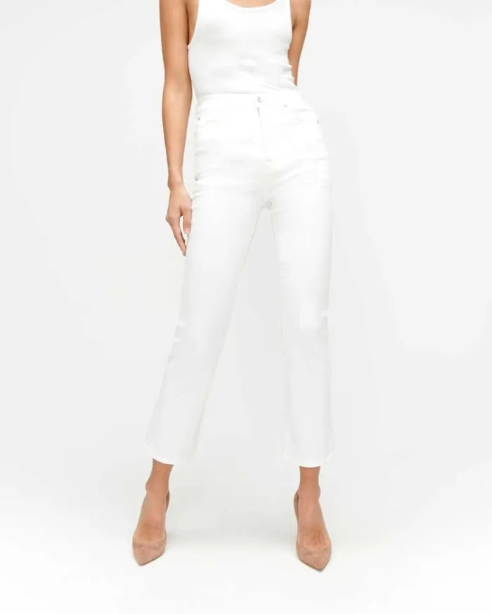 Women 7 For All Mankind Ankle Slim Illusion High Waist Slim Kick In Luxe White