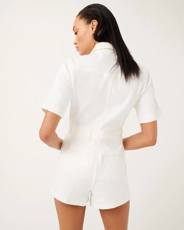 Women 7 For All Mankind Dresses 038 Jumpsuits Romper In Broken Twill White