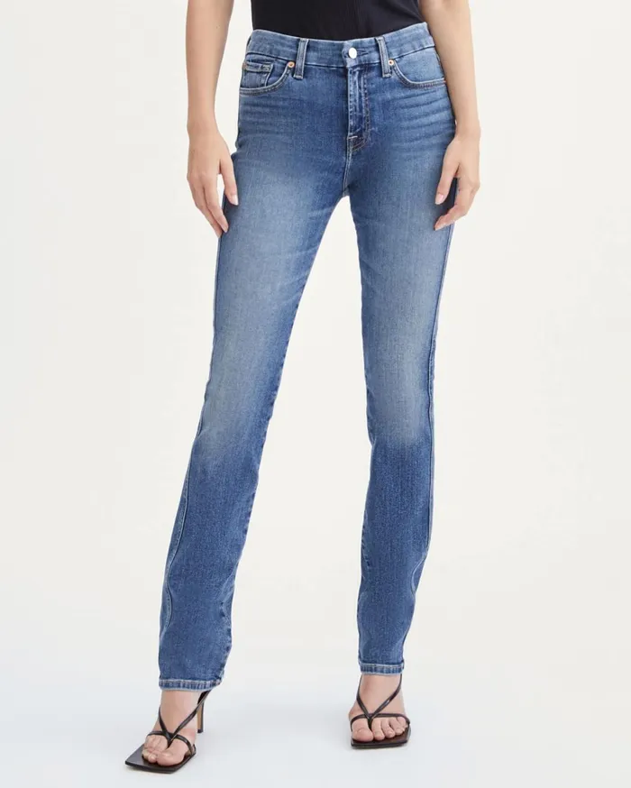 Women 7 For All Mankind Full Length Slim Illusion Kimmie Straight In Cass Blue