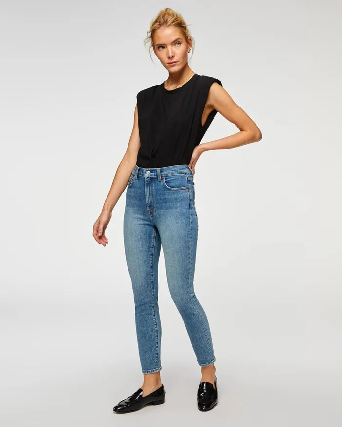 Women 7 For All Mankind High Waist High Waist Ankle Skinny In Spliced Blue