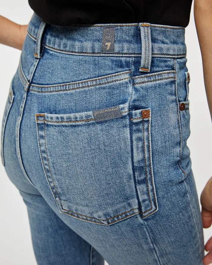 Women 7 For All Mankind High Waist High Waist Ankle Skinny In Spliced Blue