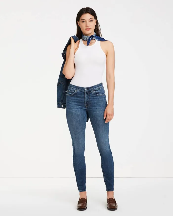 Women 7 For All Mankind Mid Rise Slim Illusion Traceable Skinny In Kent