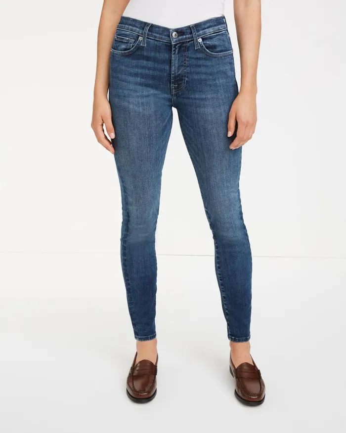 Women 7 For All Mankind Mid Rise Slim Illusion Traceable Skinny In Kent