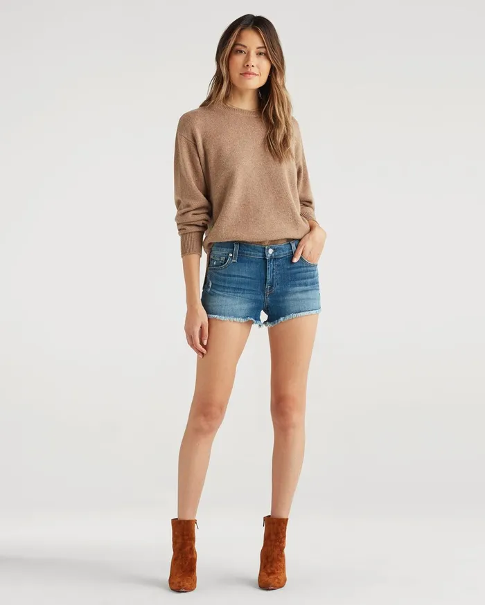 Women 7 For All Mankind Shorts 038 Skirts Cut Off Short In Ocean Mist
