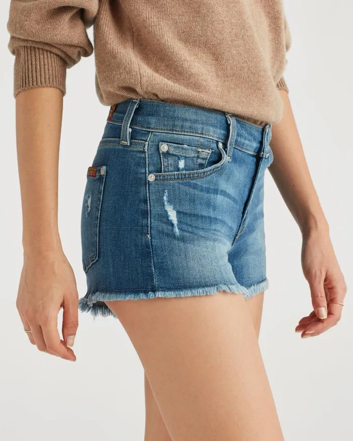 Women 7 For All Mankind Shorts 038 Skirts Cut Off Short In Ocean Mist