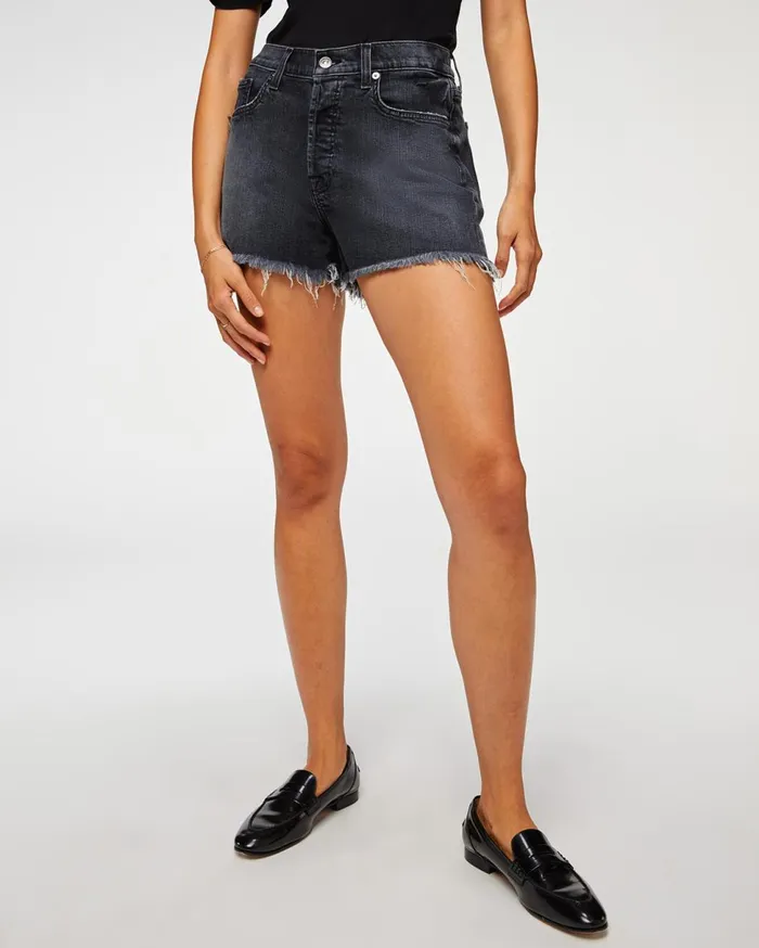 Women 7 For All Mankind Shorts 038 Skirts Monroe CutOff Short In Eclipse Black