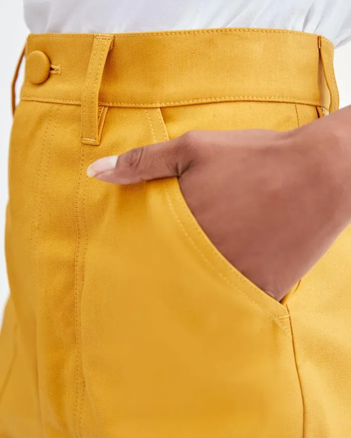 Women 7 For All Mankind Shorts 038 Skirts Patch Pocket Cuff Shorts In Gold Sunburst