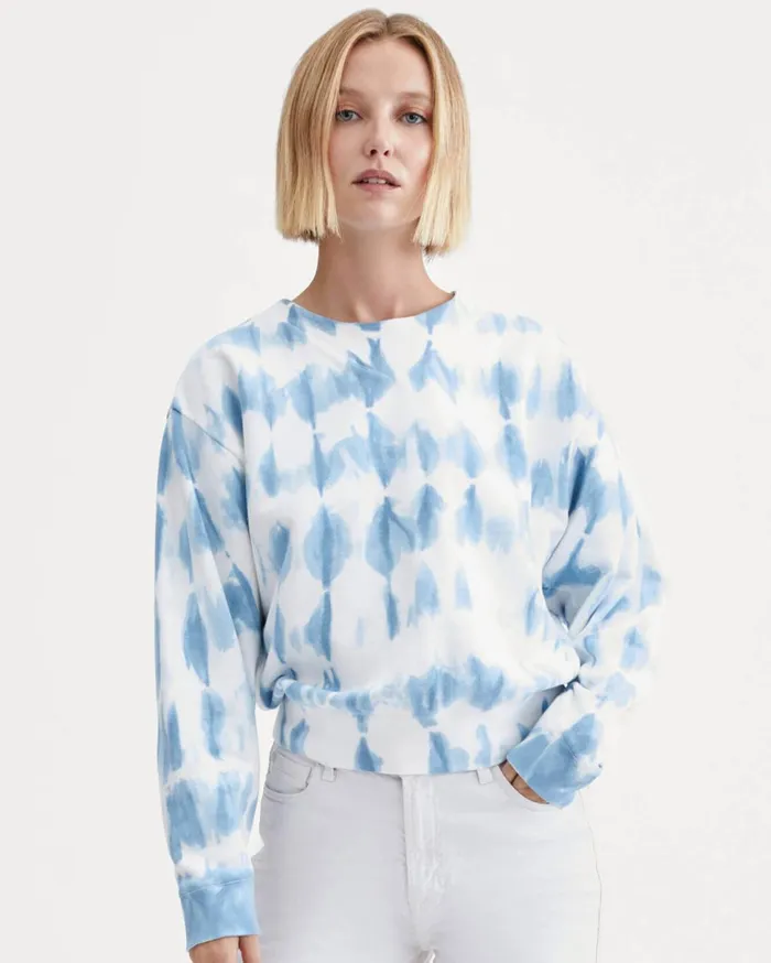 Women 7 For All Mankind Sweaters Tie Dye Sweatshirt In Marine Blue