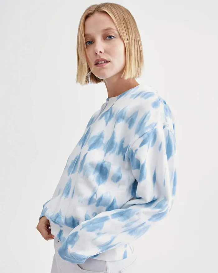 Women 7 For All Mankind Sweaters Tie Dye Sweatshirt In Marine Blue