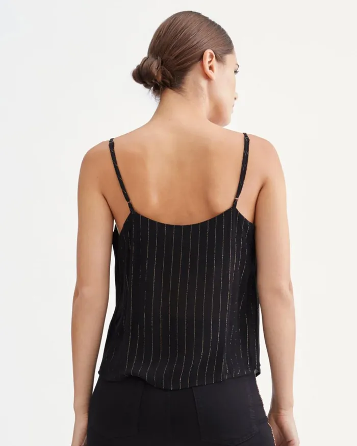 Women 7 For All Mankind Tops Button Front Cami In Jet Black 038 Gold