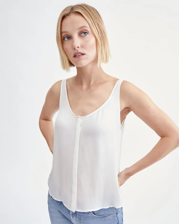 Women 7 For All Mankind Tops Button Through Tank Top In Soft White