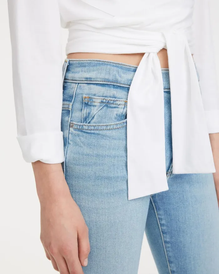 Women 7 For All Mankind Tops Shoulder Pad Twist Tee In Optic White