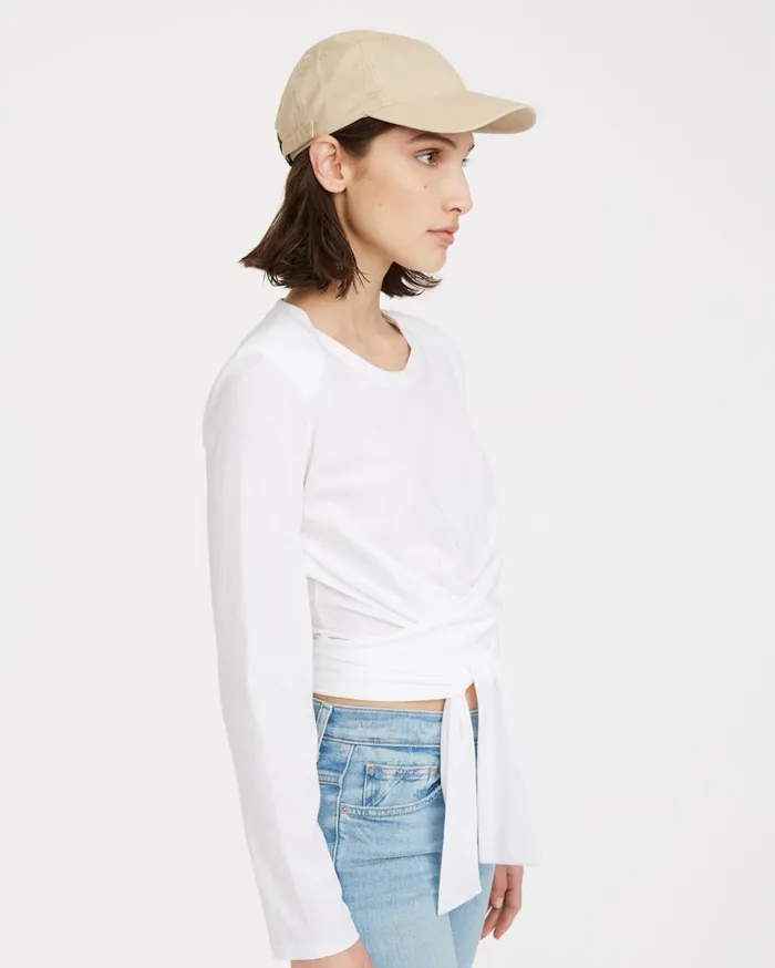 Women 7 For All Mankind Tops Shoulder Pad Twist Tee In Optic White