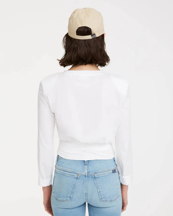 Women 7 For All Mankind Tops Shoulder Pad Twist Tee In Optic White