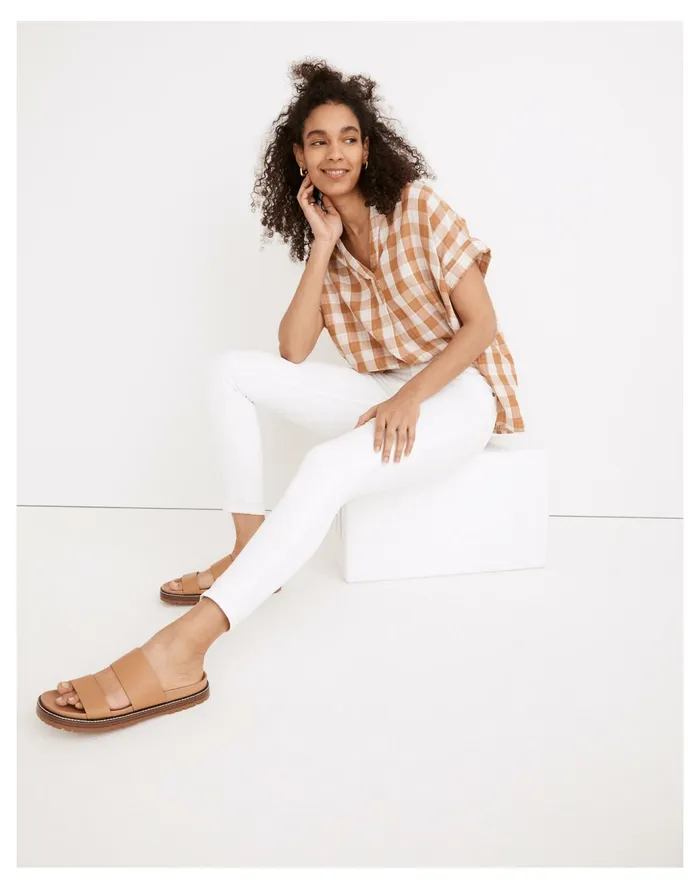 Women 9034 Mid Rise Skinny Crop Jeans In Pure White Pure White Madewell Jeans