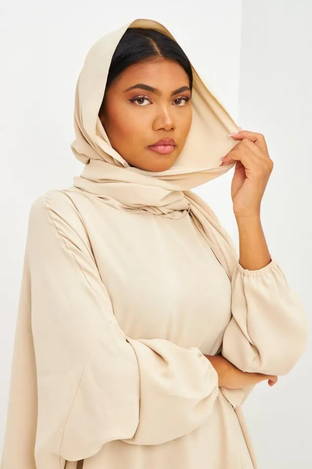 Women Abaya Beige Ample Avec Voile Intgr Brentiny Paris Collection Ramadan