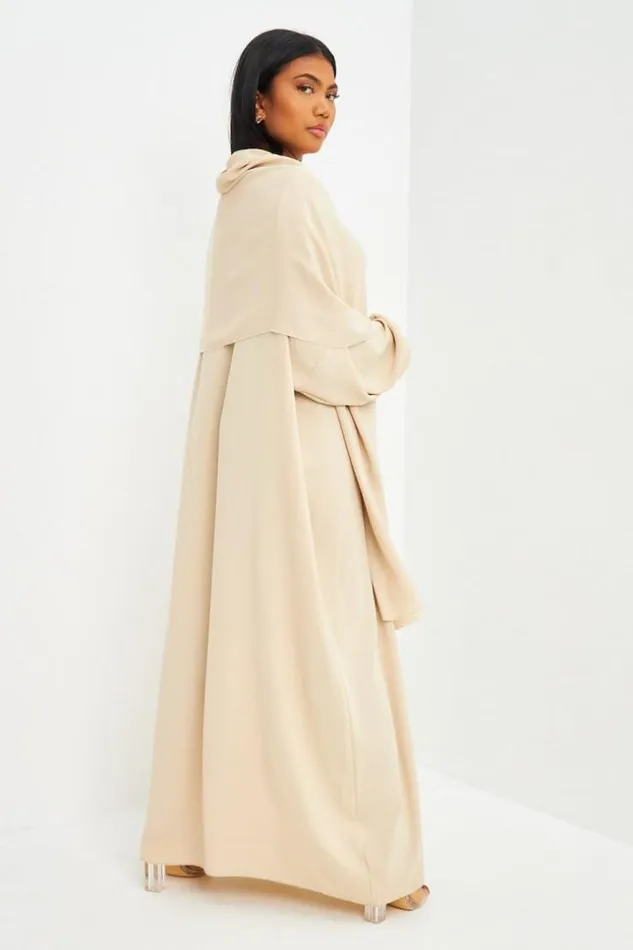 Women Abaya Beige Ample Avec Voile Intgr Brentiny Paris Collection Ramadan